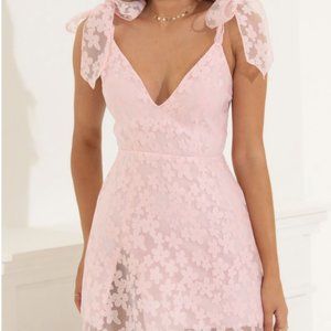 Light pink floral dress with tie straps